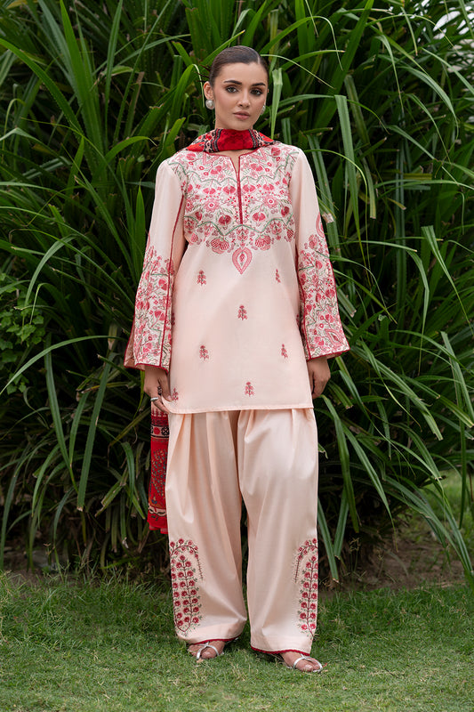 Baby Pink Embroidered Lawn Suit for Women